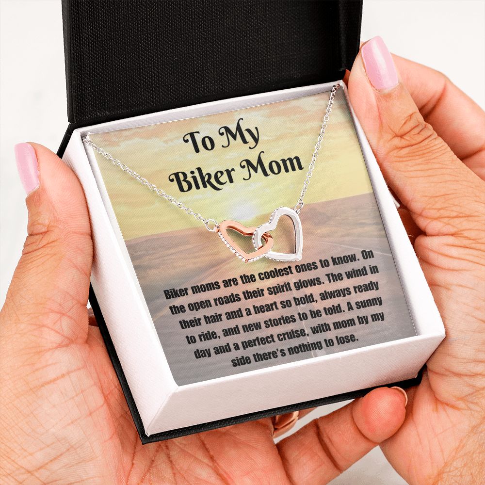 Biker Mom Message Card Necklace Motorcycle Mother Gift