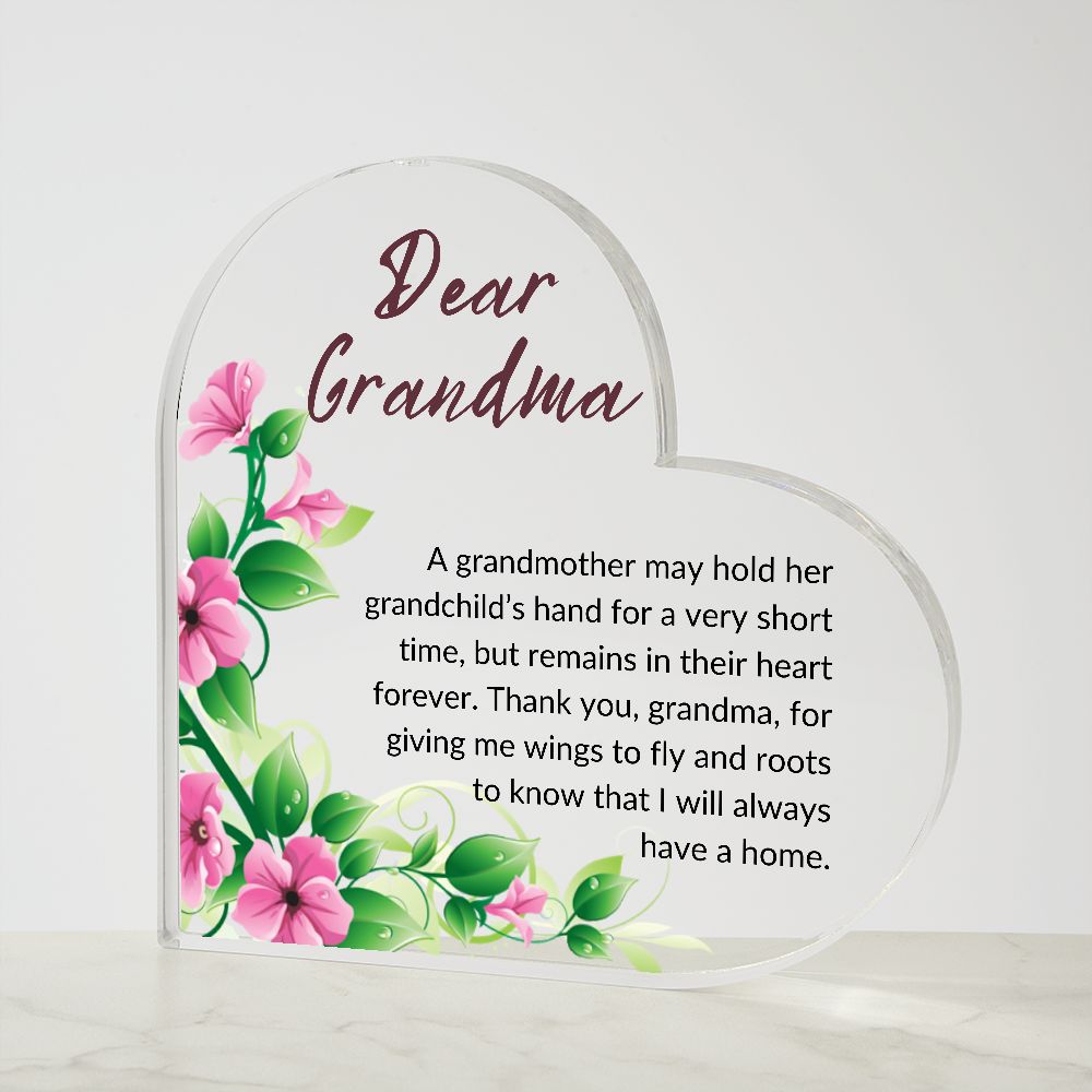Dear Grandma Printed Heart Acrylic Plaque present