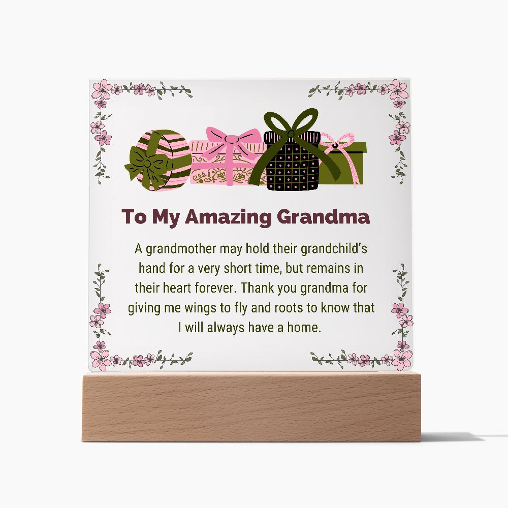 To My Amazing Grandma Square Acrylic Plaque Sentimental Present for Grandmother