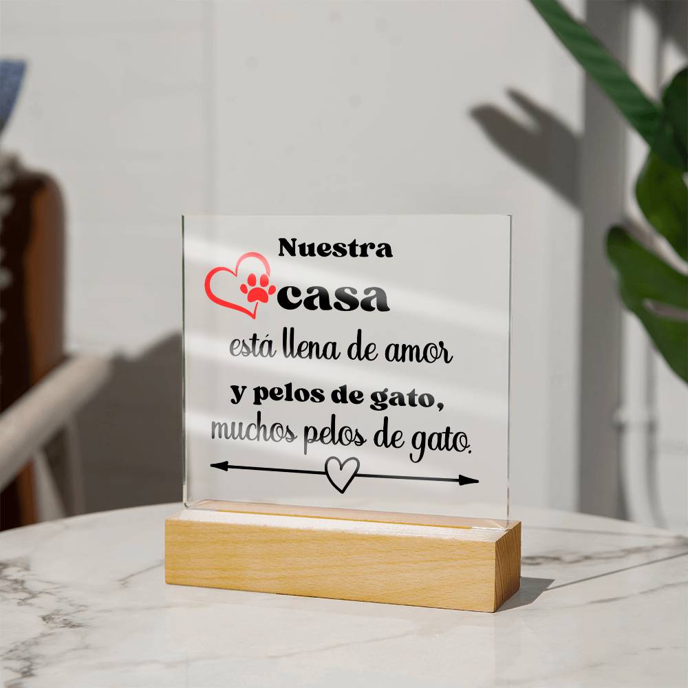 Pelos de Gato Placa acrílica Spanish Cat Owner Home Decor Gift