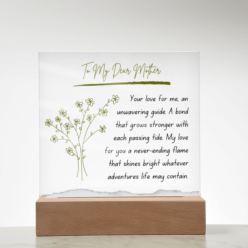 To My Dear Mother Square Acrylic Plaque Vintage Present