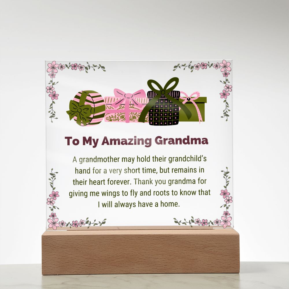 To My Amazing Grandma Square Acrylic Plaque Sentimental Present for Grandmother