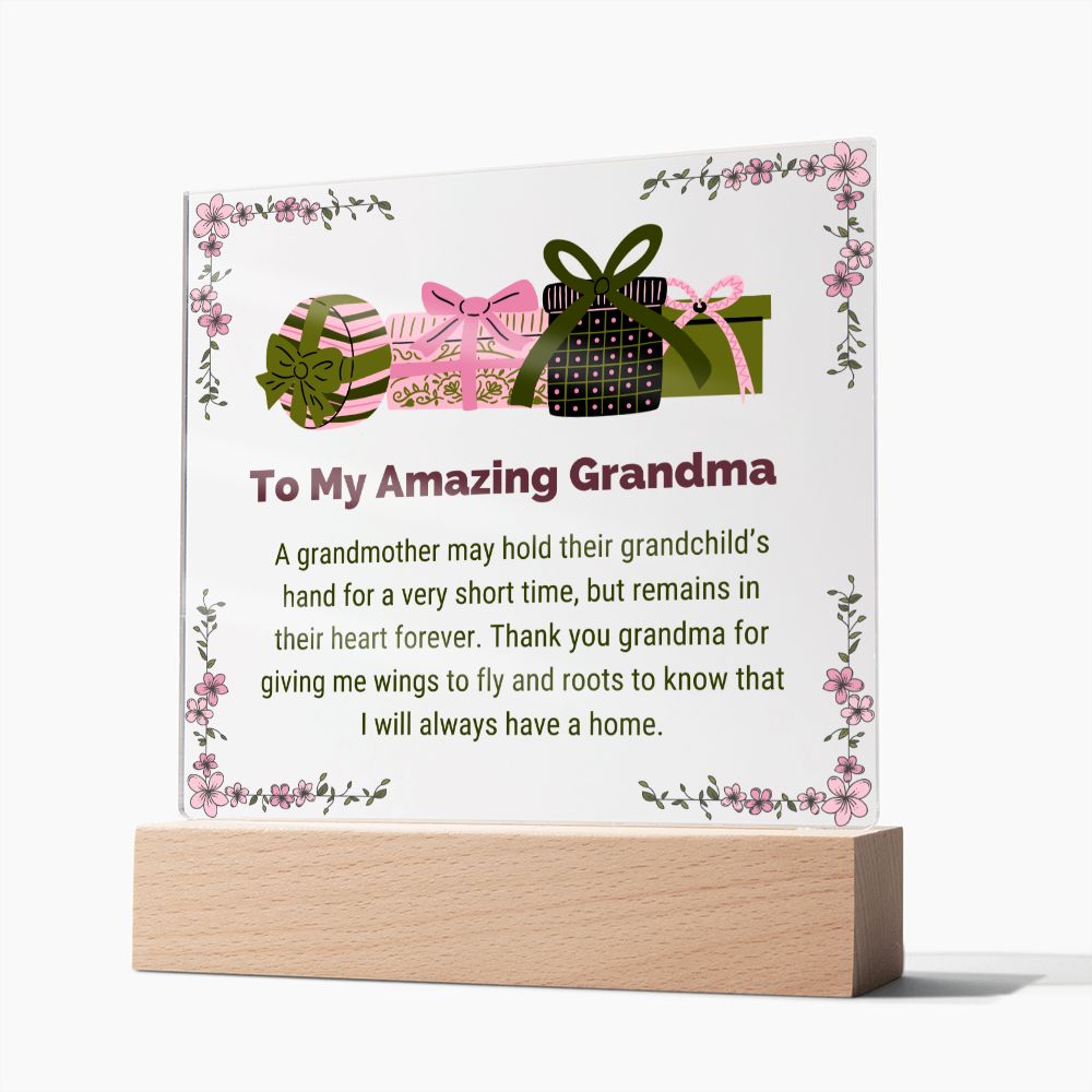 To My Amazing Grandma Square Acrylic Plaque Sentimental Present for Grandmother