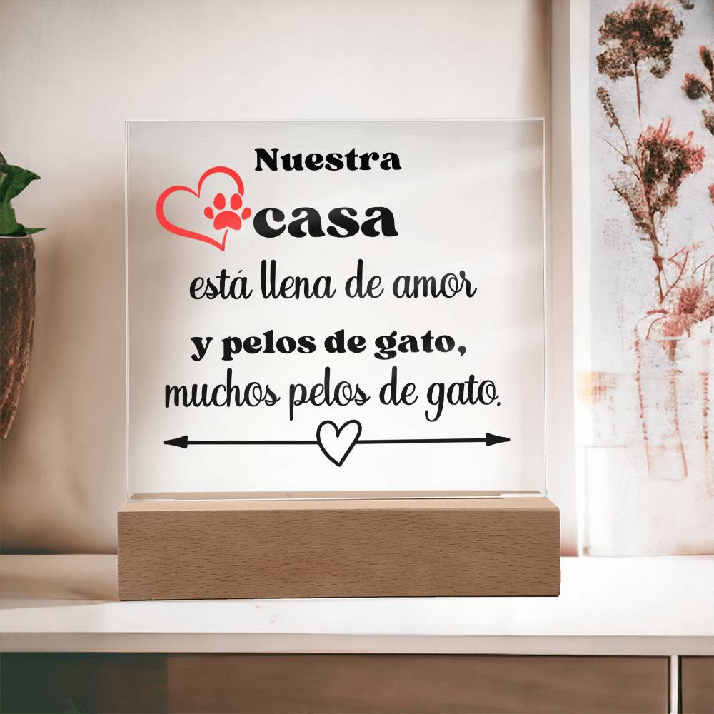 Pelos de Gato Placa acrílica Spanish Cat Owner Home Decor Gift