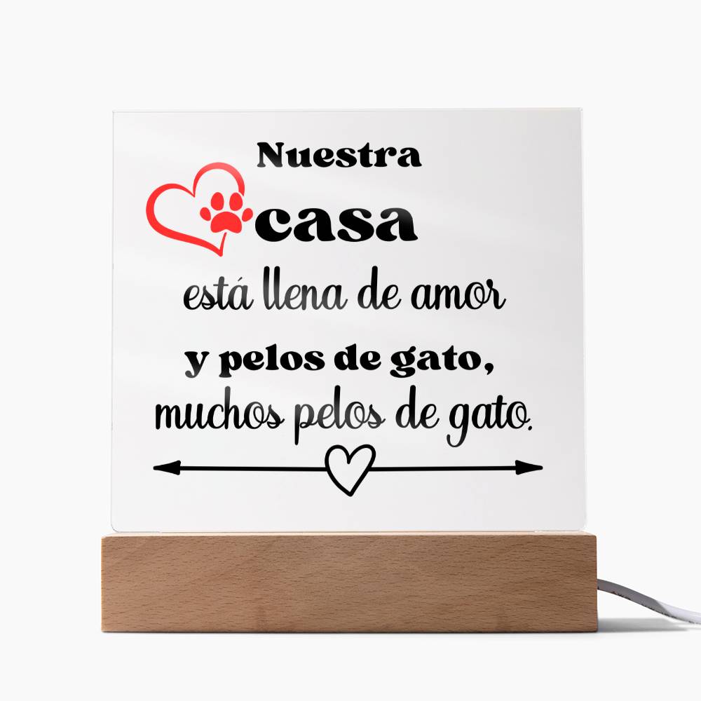Pelos de Gato Placa acrílica Spanish Cat Owner Home Decor Gift