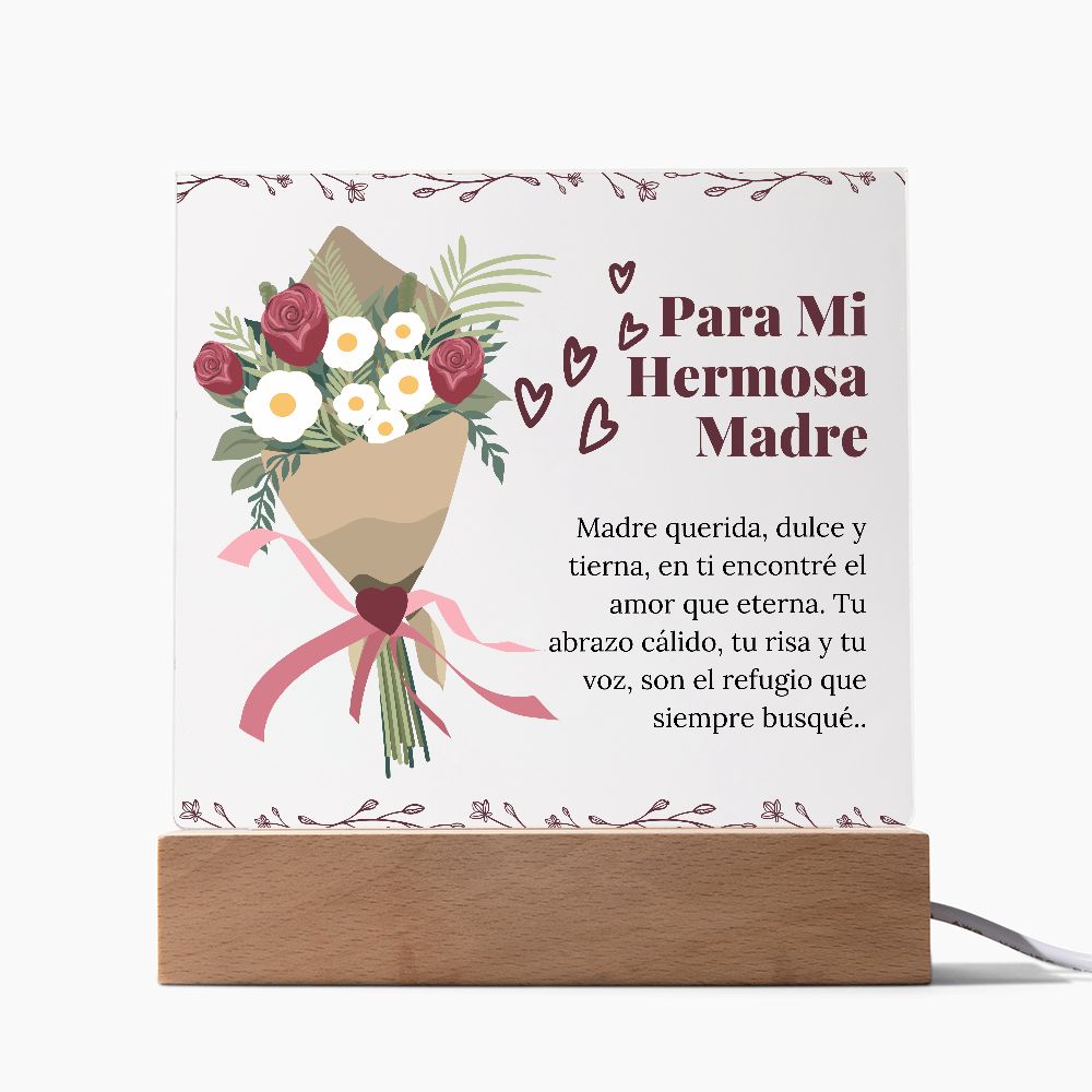 Spanish Hermosa Madre Poema Personalizado en Placa de Acrílico Cuadrado