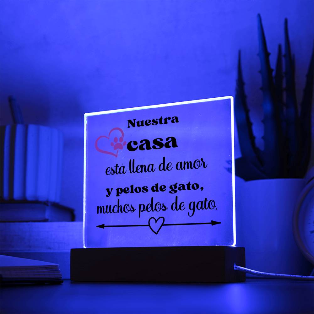 Pelos de Gato Placa acrílica Spanish Cat Owner Home Decor Gift