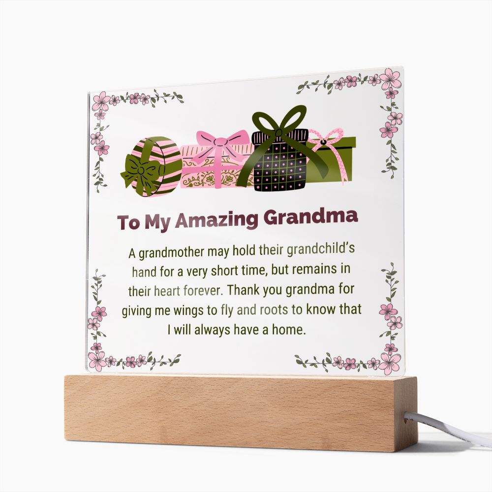 To My Amazing Grandma Square Acrylic Plaque Sentimental Present for Grandmother
