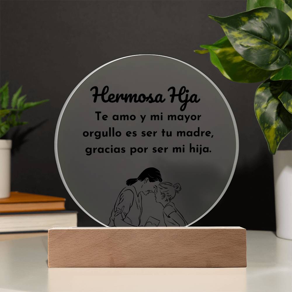 Hermosa Placa de Acrílico en forma de Circulo para Tu Hija Acrylic Plaque