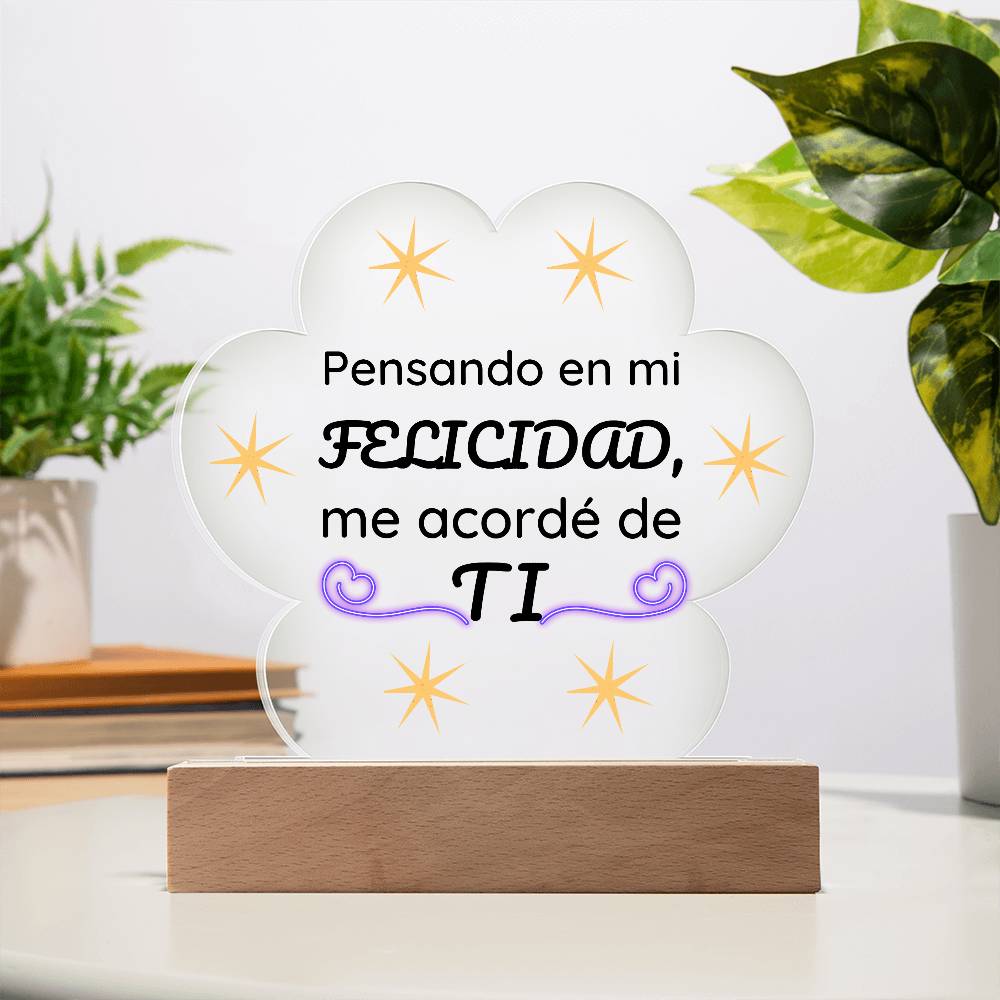Printed Paw Print Acrylic Plaque Regalo para Pareja Placa Acrílica en forma de Patita