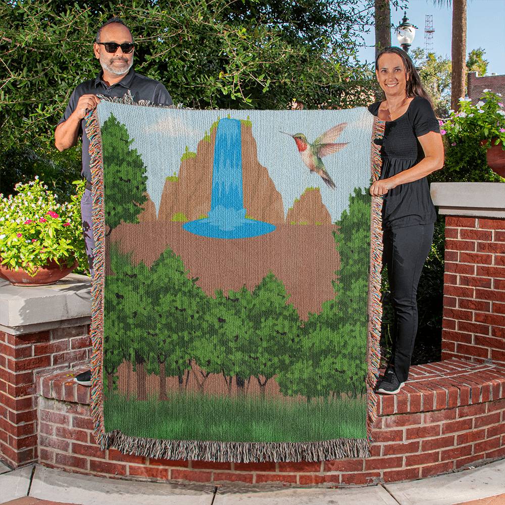 Give your loved one this Heirloom Woven Blanket with pretty landscape