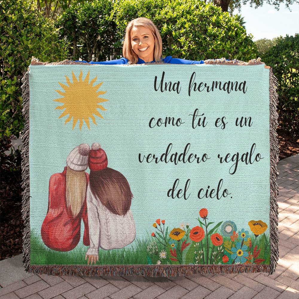 Give your Sister this Heirloom Woven Blanket with Colorful Design