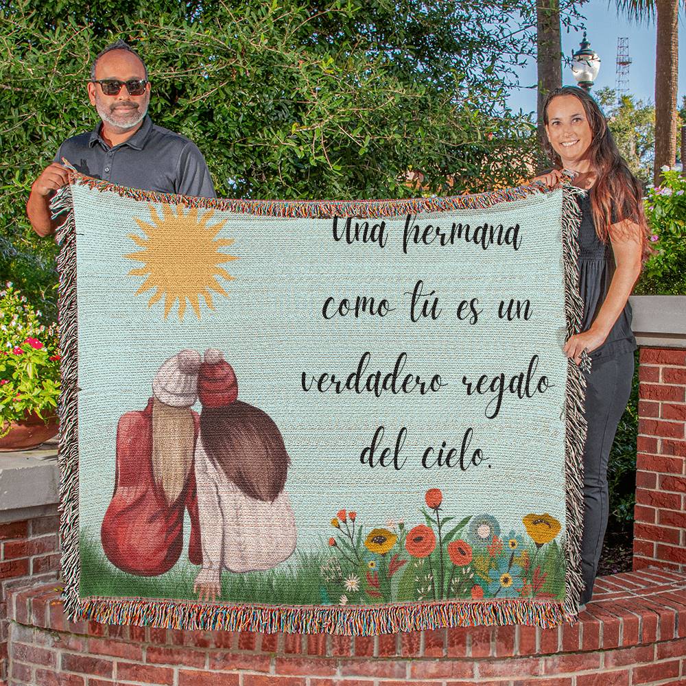 Give your Sister this Heirloom Woven Blanket with Colorful Design