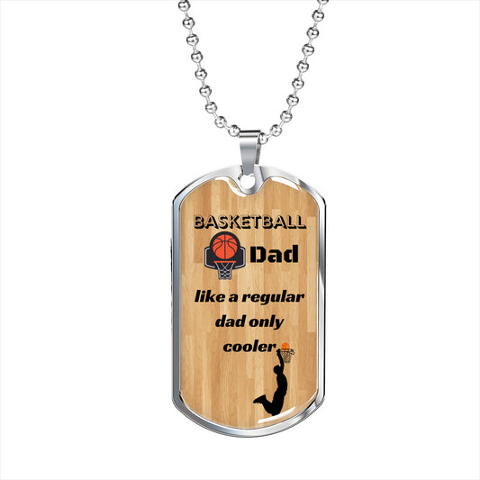 basketball dad gift, basketball dad dog tag necklace, personalized dog tag necklace