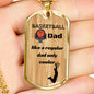 basketball dad gift, basketball dad dog tag necklace, personalized dog tag necklace