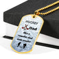 hockey dad gift, hockey dad dog tag necklace, personalized dad gift