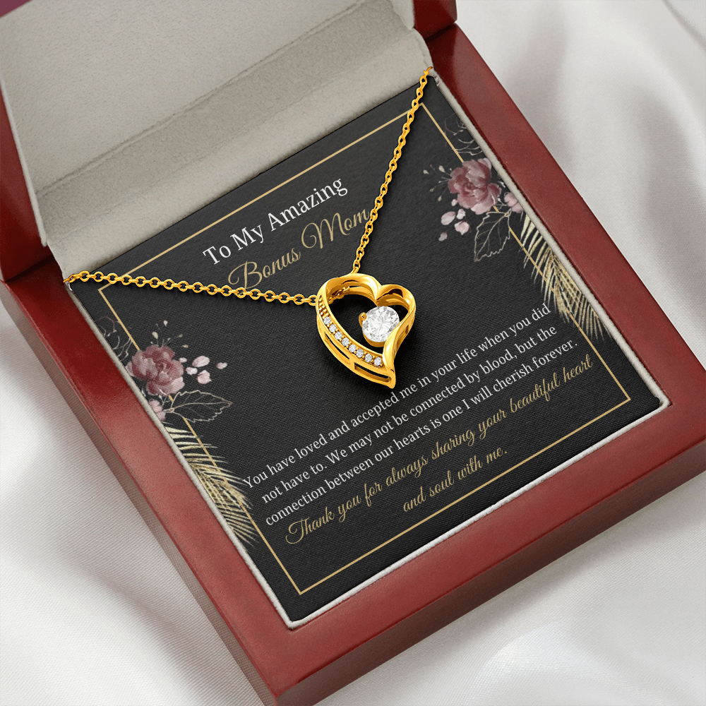 Bonus Mom Love Heart Message Card Necklace Stepmom Gift