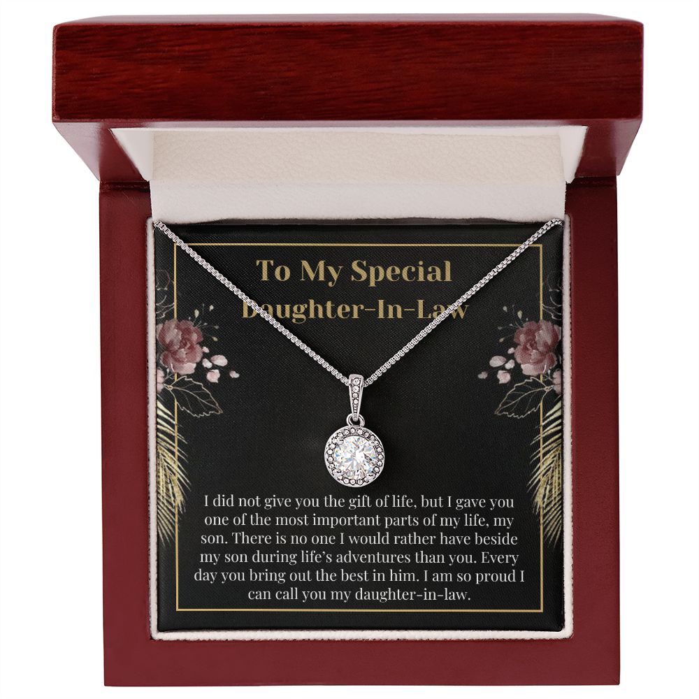 Sweet Daughter-In-Law Message Card Necklace Keepsake