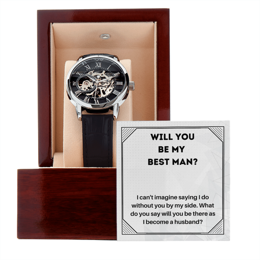 Best Man Proposal Openwork Watch Wedding Message Card Gift