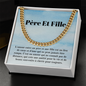 Père Fille Collier Cadeau French Father Daughter Chain Necklace Card