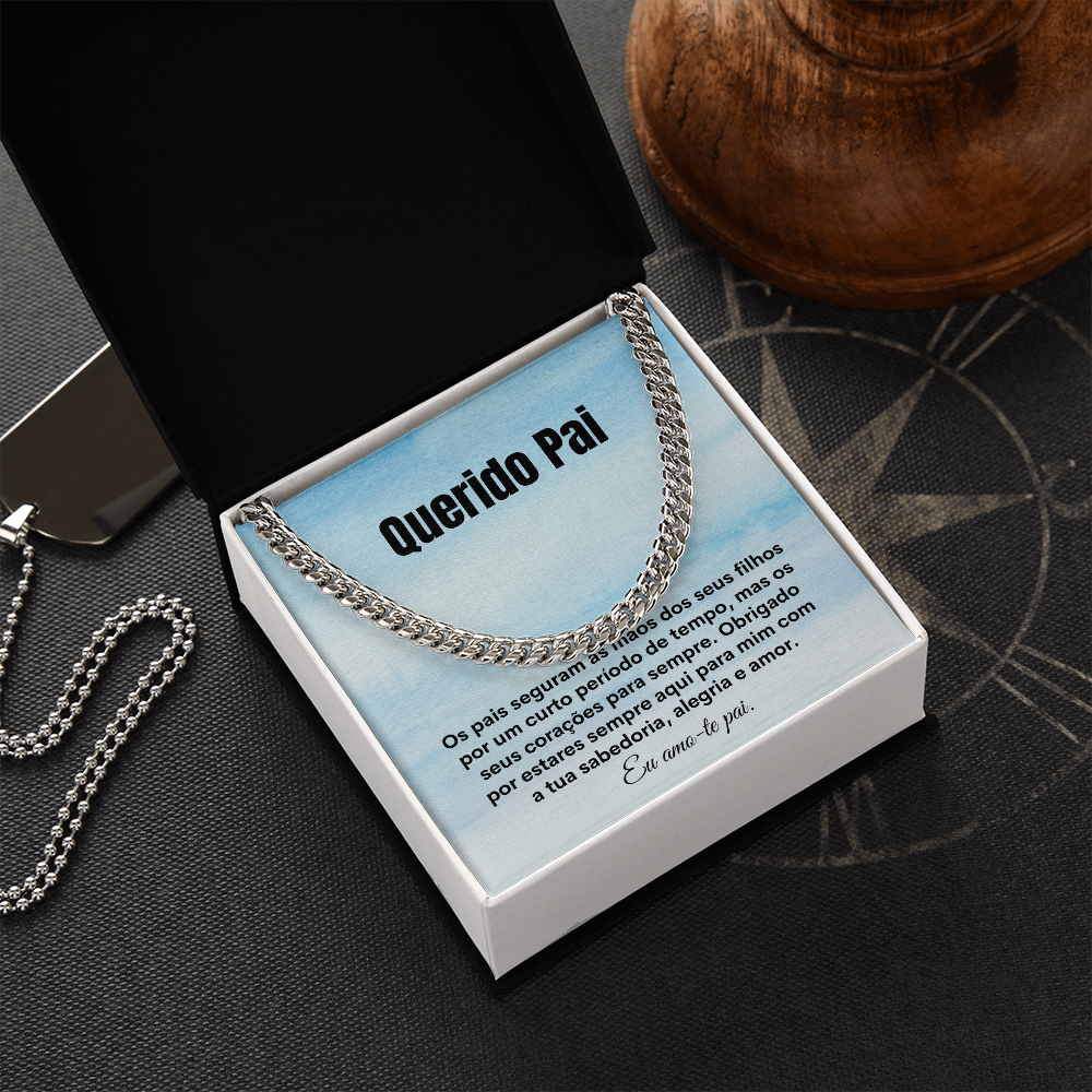 Querido Pai Colar Present Portuguese Father Necklace Card