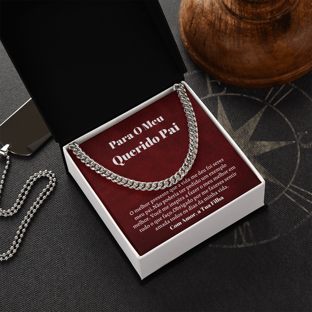 Querido Pai Colar Present Portuguese Father Necklacec Card