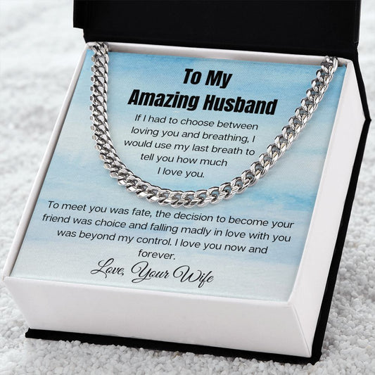 Amazing Husband Necklace Chain Message Card Gift