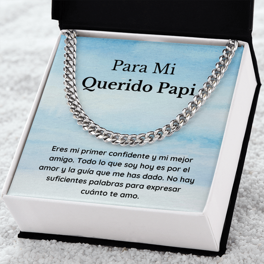 Querido Papi Collar Regalo Spanish Father Card Necklace Chain