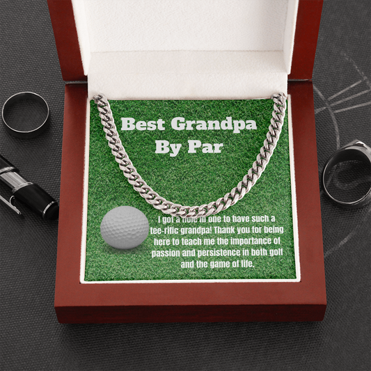Golfing Grandpa Message Card Necklace Golf Grandfather Gift