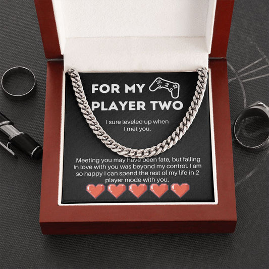 Gamer Player Two Boyfriend Husband Necklace Card Video Game Gift