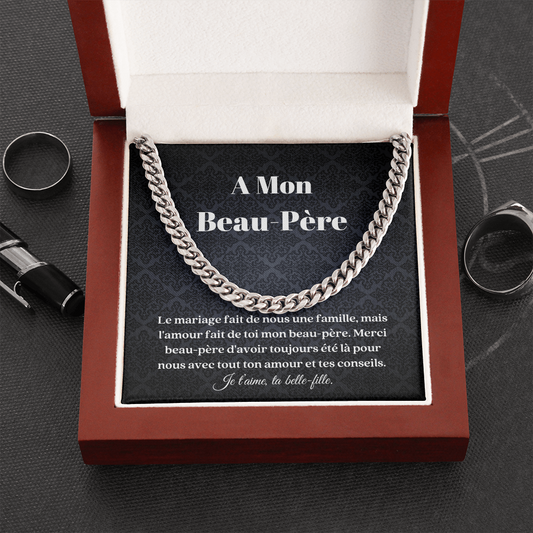 Beau-Père Collier Cadeau French Father-In-Law Chain Necklace Card