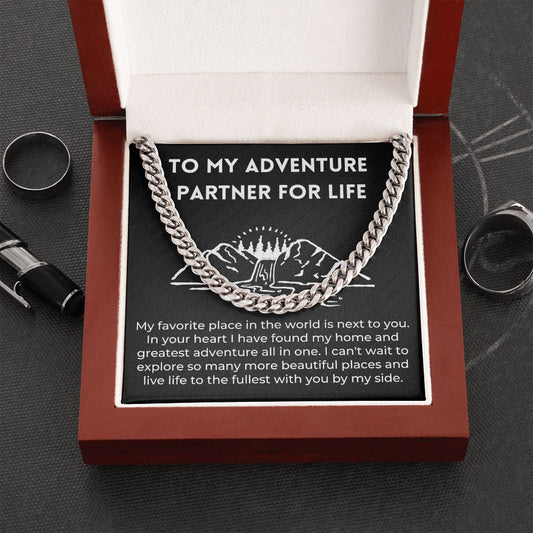 Adventure Life Partner Boyfriend Husband Necklace Card Gift