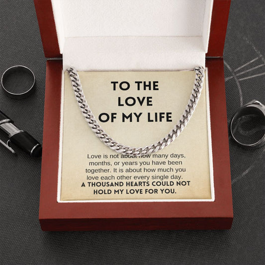 Love Of My Life Boyfriend Husband Message Card Necklace Chain Gift