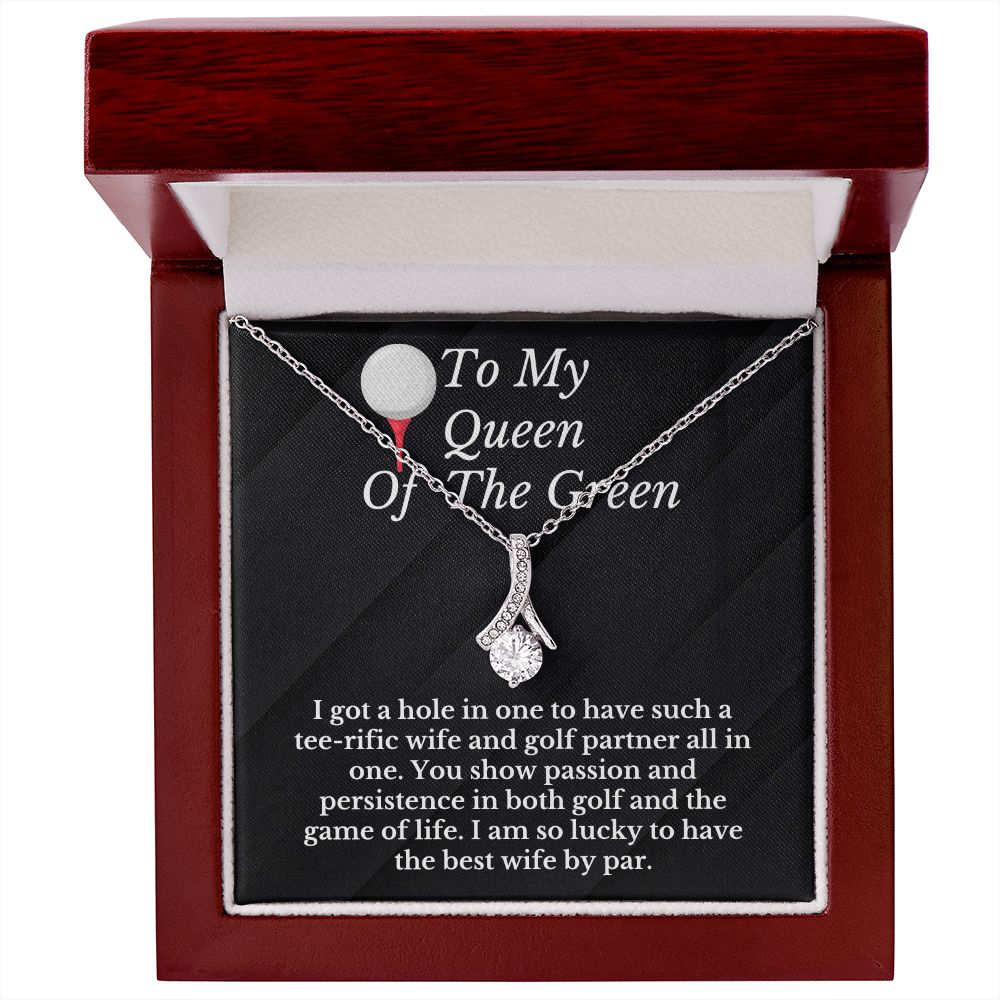 Golfer Wife Message Card Necklace Golfing Gift
