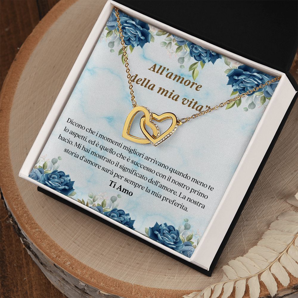 Collar de tarjeta con mensaje de amor italiano Amore Collana