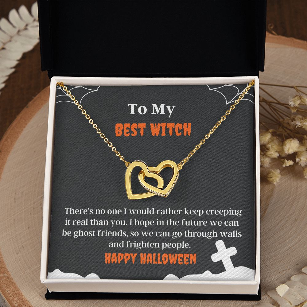 Best Witch Cute Friend Halloween Necklace Card Gift