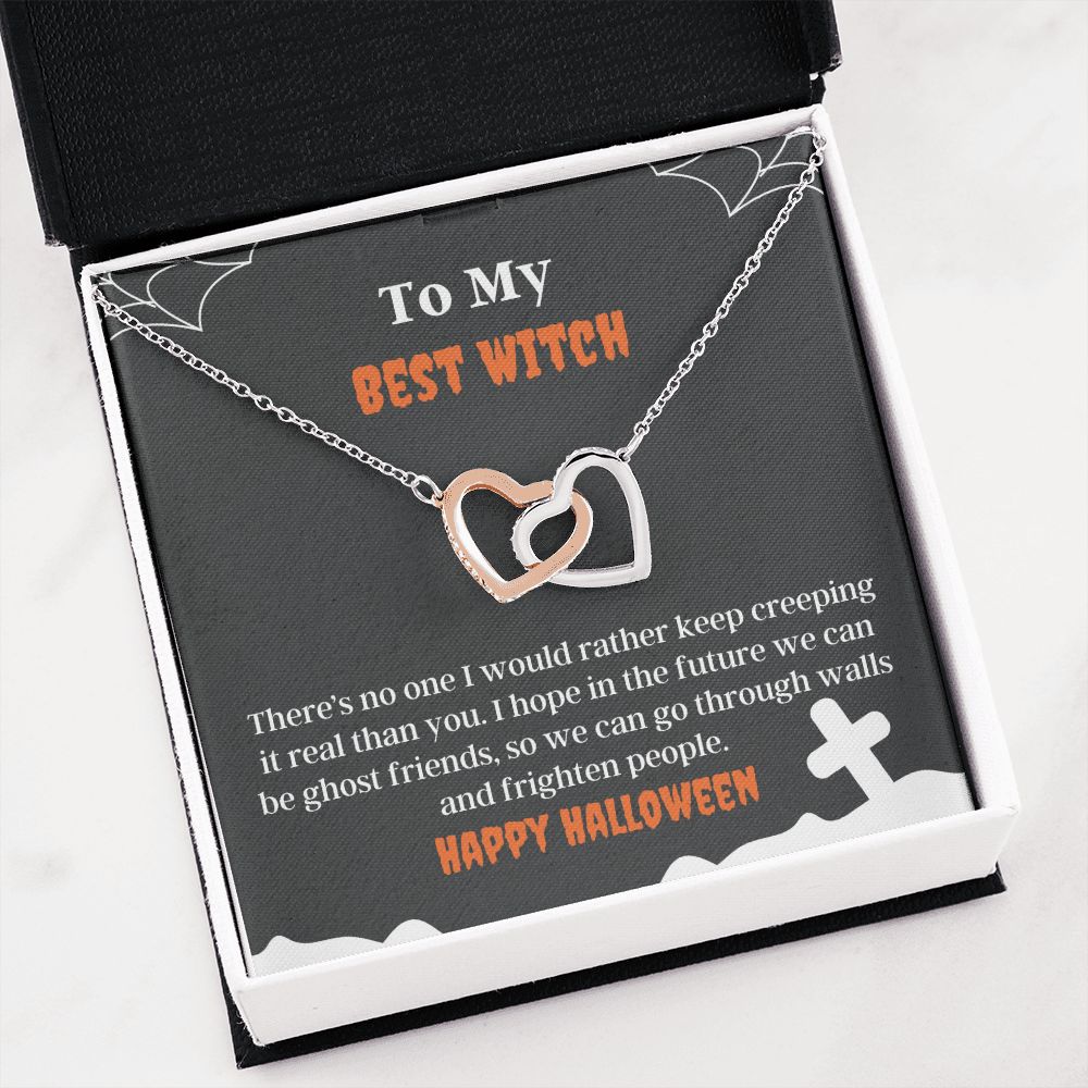 Best Witch Cute Friend Halloween Necklace Card Gift