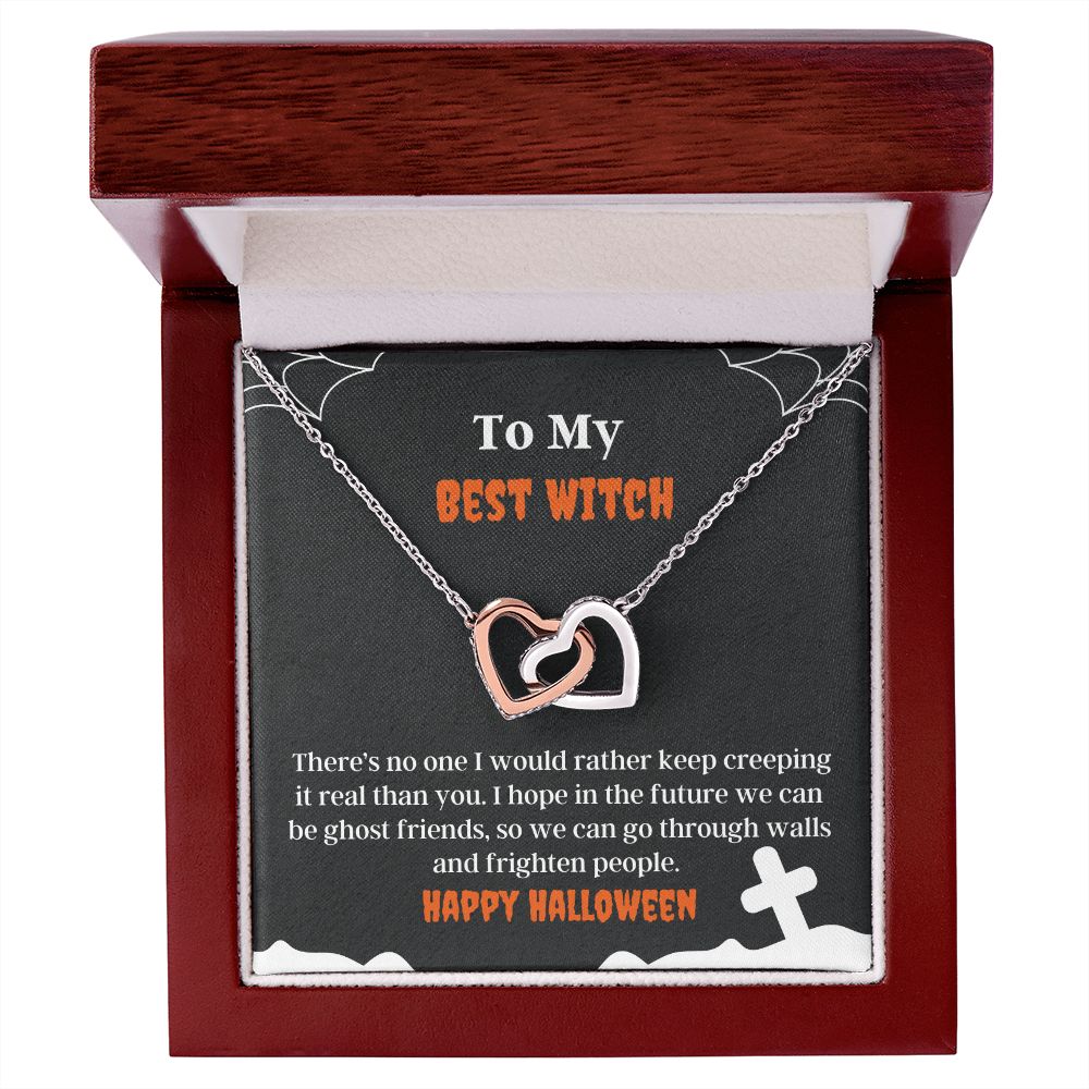 Best Witch Cute Friend Halloween Necklace Card Gift