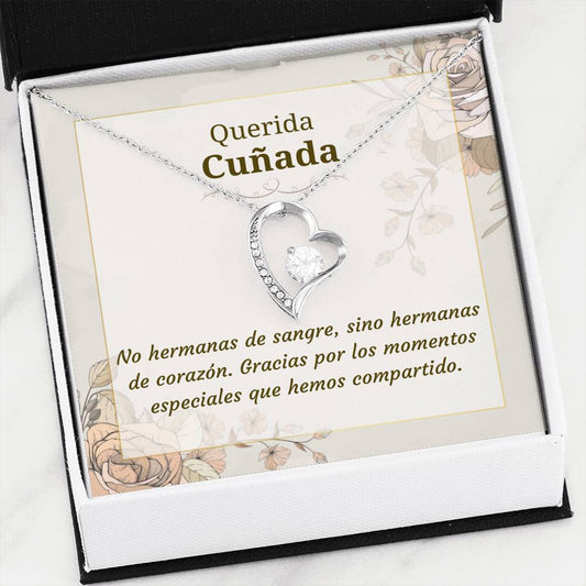 necklace for sister-in-law in Spanish, elegant heart necklace, joyas para Cuñada