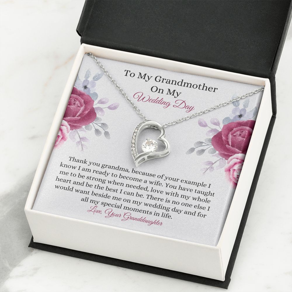 Grandmother Wedding Day From Granddaughter Heart Necklace Card