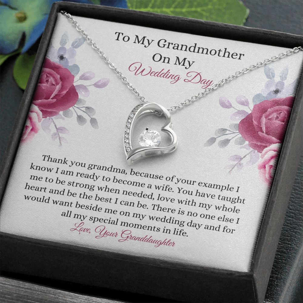 Grandmother Wedding Day From Granddaughter Heart Necklace Card