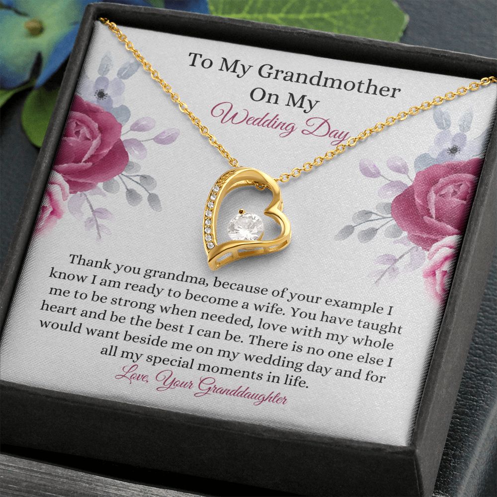 Grandmother Wedding Day From Granddaughter Heart Necklace Card