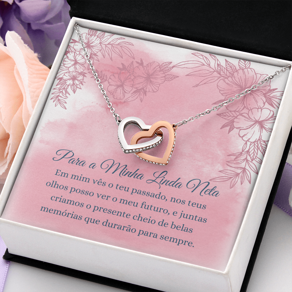 Linda Neta Colar Presente Portuguese Granddaughter Necklace Card