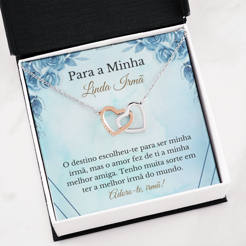 Linda Irmã Colar Portuguese Sister Message Card Necklace