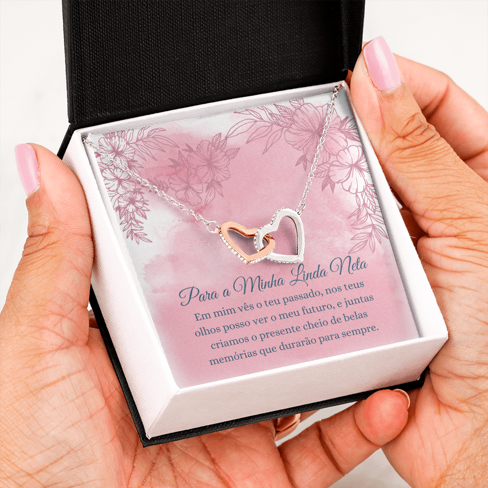Linda Neta Colar Presente Portuguese Granddaughter Necklace Card