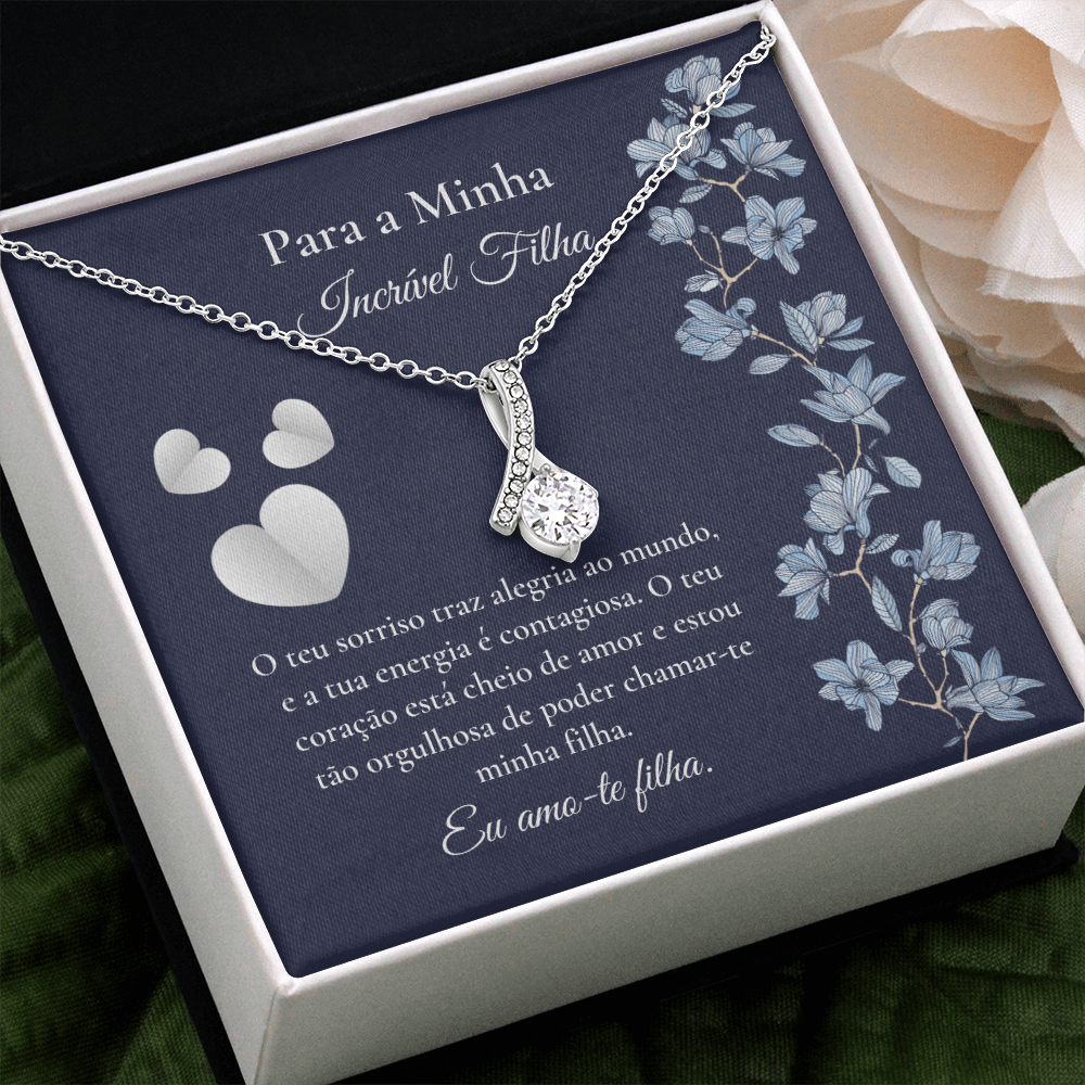 Filha Colar Portuguese Daughter Message Card Necklace