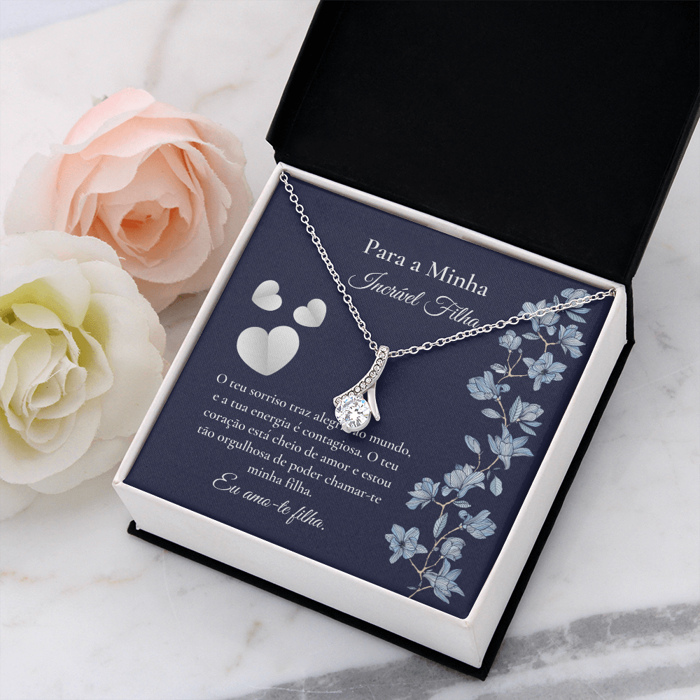 Filha Colar Portuguese Daughter Message Card Necklace