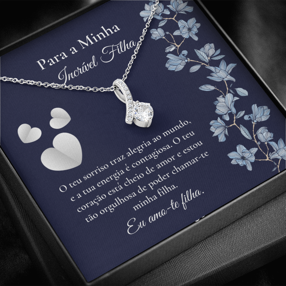 Filha Colar Portuguese Daughter Message Card Necklace