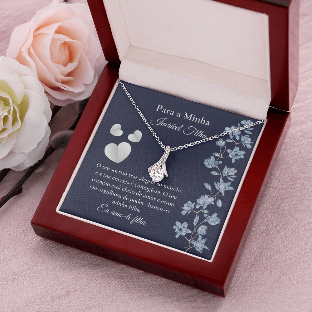 Filha Colar Portuguese Daughter Message Card Necklace