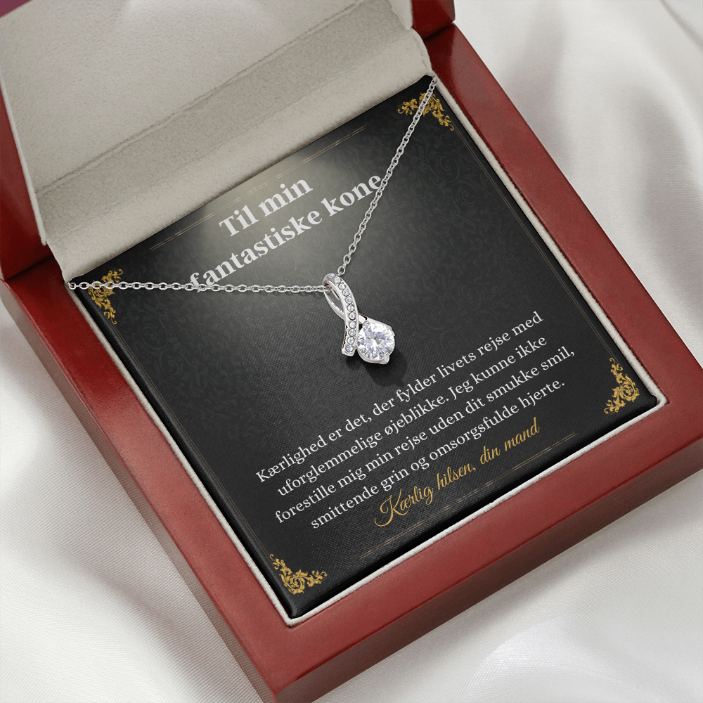 Kone Halskæde Gave Danish Wife Message Card Necklace